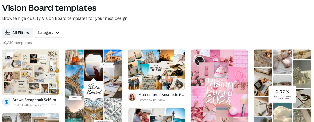 canva vision board template snapshot